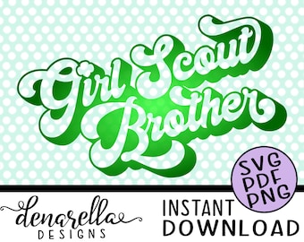 Girl Scout Brother Retro Text - SVG - Instant Download