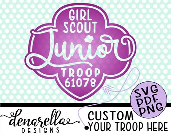 Girl Scout Junior Troop Number Trefoil Script Logo | SVG PNG PDF | Girl scouts, Girl scout svg, girl scout cookies, Girl scout leader