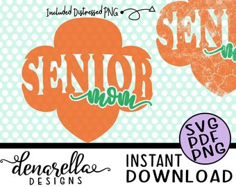 Girl Scout Senior Mom Trefoil Distort Distressed | SVG PNG PDF | Instant Download Girl scouts, girl scout svg, girl scout leader, Seniors