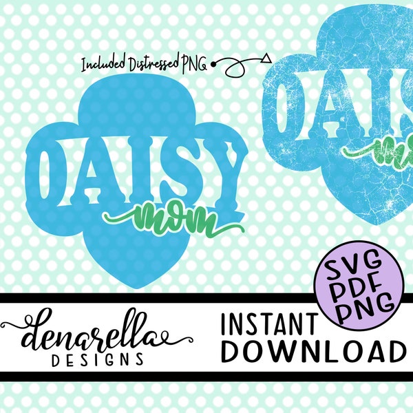 Girl Scout Daisy Mom Trefoil Distort Distressed | SVG PNG PDF | Instant Download Girl scouts, girl scout svg, scout leader, Daisies