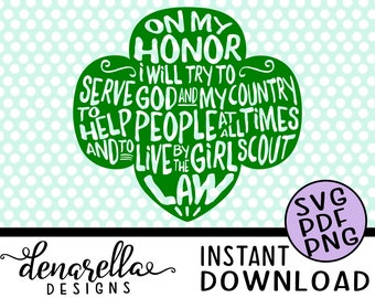 Girl Scout Trefoil with Promise | svg pdf png | Instant Download  Girl scouts, Girl scout trefoil, Girl scout cookies, trefoil svg