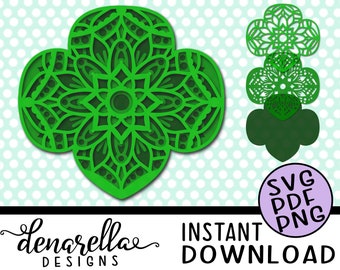 Girl Scout Layered Trefoil Mandala  | SVG PNG PDF | Instant Download Girl scouts, girl scout svg, girl scout cookies, girl scout trefoil