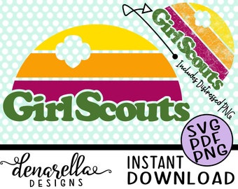 Girl Scout Vintage Sunset Distressed - svg - Instant Download