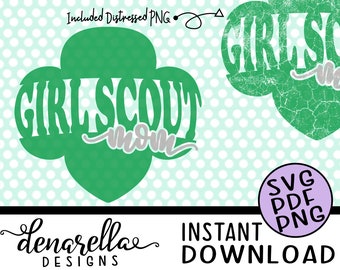 Girl Scout Mom Trefoil Distort Distressed | SVG PNG PDF | Instant Download Girl scouts, girl scout svg, girl scout cookies