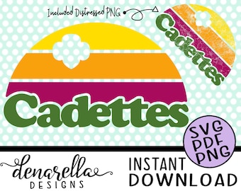 Girl Scout Cadettes Vintage Sunset Distressed | SVG PNG PDF |  Instant Download - Girl scouts Cadette, Girl scout leader, trefoil