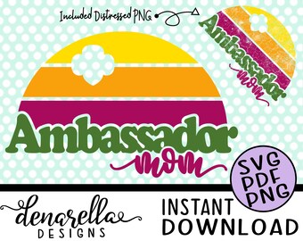 Girl Scout Ambassador Mom Vintage Sunset Distressed | SVG PNG PDF |  Instant Download - Girl scouts Ambassadors, Girl scout leader, trefoil