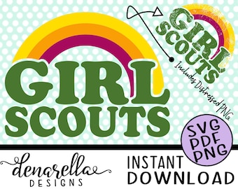 Girl Scout Retro Rainbow Distressed - svg - Instant Download
