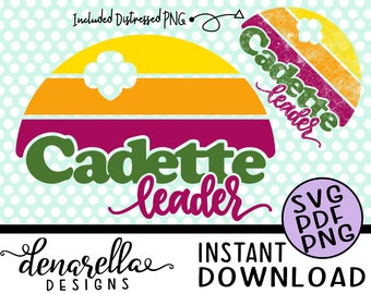 Girl Scout Cadette Leader Vintage Sunset Distressed | SVG PNG PDF |  Instant Download - Girl scouts Cadettes, Girl scout leader, trefoil