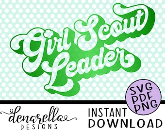 Girl Scout Leader Retro Text - svg - Instant Download