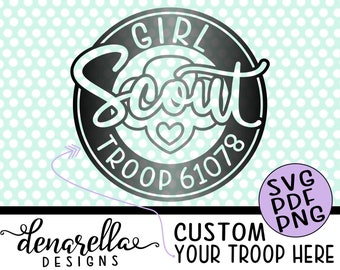 Girl Scout Troop Number Script Circle | SVG PNG PDF | Custom Girl scouts, Girl scout svg, girl scout cookies, girl scout leader, trefoil svg