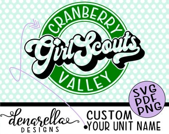 Girl Scout Service Unit / Area Script Logo | SVG PNG PDF | Custom Girl scouts, girl scout svg, girl scout cookies, girl scout trefoil