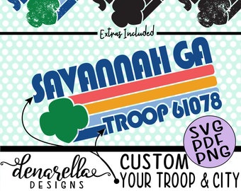 Girl Scout Stripe Troop Number City Trefoil Logo | Custom SVG | Girl scouts, Girl scout SVG, scout troop shirt, Girl scout tshirt