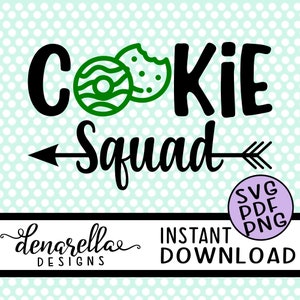 Girl Scout Cookie Squad | SVG PNG PDF | Instant Download Girl scouts, girl scout svg, girl scout cookies, girl scout leader, trefoil svg