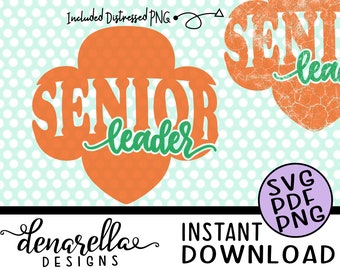 Girl Scout Senior Leader Trefoil Distort Distressed | SVG PNG PDF | Instant Download Girl scouts, girl scout svg, girl scout leader, Seniors