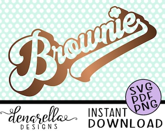 Girl Scout Brownie Retro Text - svg - Instant Download