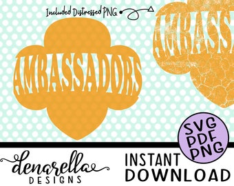 Girl Scout Ambassadors Trefoil Distort | SVG PNG PDF |  Instant Download - Girl scouts Ambassador, girls scout cookies, trefoil svg