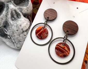 Autumn circle dangle earrings