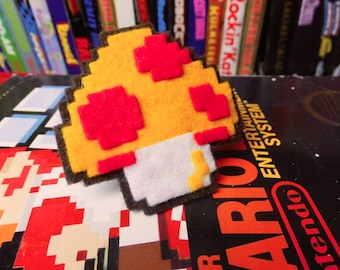 Super Mushroom NES felt ring adjustable size