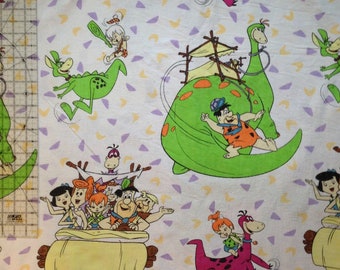 Vintage 1994 Flintstone's Twin Flat Flannel Bed Sheet