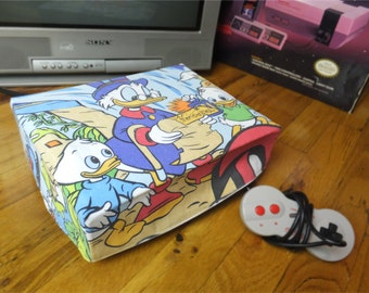 Duck Tales console dust cover, handmade from vintage children’s bed sheet - WRETRO WRAPPER