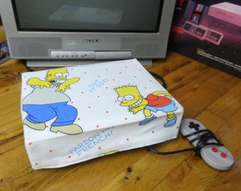 Simpsons console dust cover, handmade from vintage children’s bed sheet - WRETRO WRAPPER