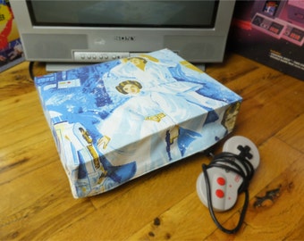 Star Wars console dust cover, handmade from vintage children’s bed sheet - WRETRO WRAPPER