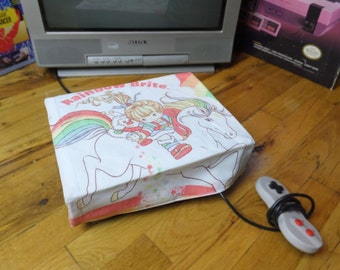 Rainbow Brite console dust cover, handmade from vintage children’s bed sheet - WRETRO WRAPPER