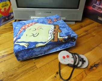 Sponge Bob console dust cover handmade from vintage children’s bed sheet - WRETRO WRAPPER