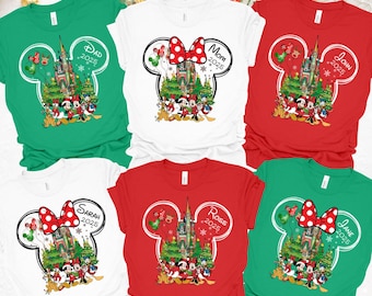 Chemise de Noël Disney famille assortie, t-shirt personnalisé Disney Noël 2025, t-shirt groupe de Noël Disney 2026, chemise voyage de Noël Disney