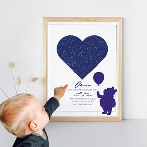 Personalized Star Map | Custom Constellation Poster | Birthday, Newborn, Baby Shower, Mother’s Day & Father’s Day Gift | Cartoon design
