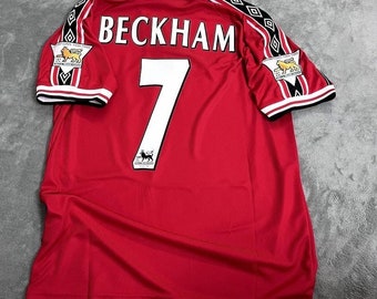 Retro Manchester United 98/99 Jersey Soccer Football Set,David Beckham Shirt,For Boyfriend, For Football Fan,Gift For Him