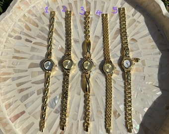 yellow gold toned ladies dainty y2k watches