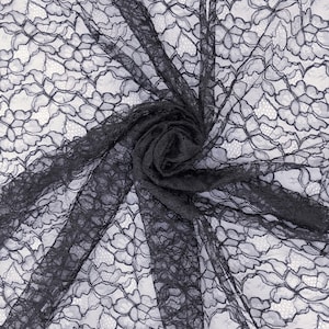 &quot;Schwarz &quot;&quot;Nightfall Floral Lace&quot;&quot; ästhetische Chantilly-Stickerei-Blumen zarte ausgebogte Wimpern Spitze Stoff für Kleider / Abendgarderobe 48&quot;