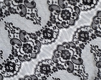 NOIR REGALIA LACE Fabric Gothic Chantilly Lace Embroidery Floral Delicate Eyelash Scalloped  Lace Fabric for Dresses/Costume 50"