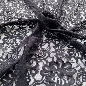 RAVEN&#39;S INTRICATE FLORAL Lace ästhetik Schwarze Blumen Chantilly-Spitze Stickerei Zarte Wimpern Spitze Stoff für Kleider 102cm