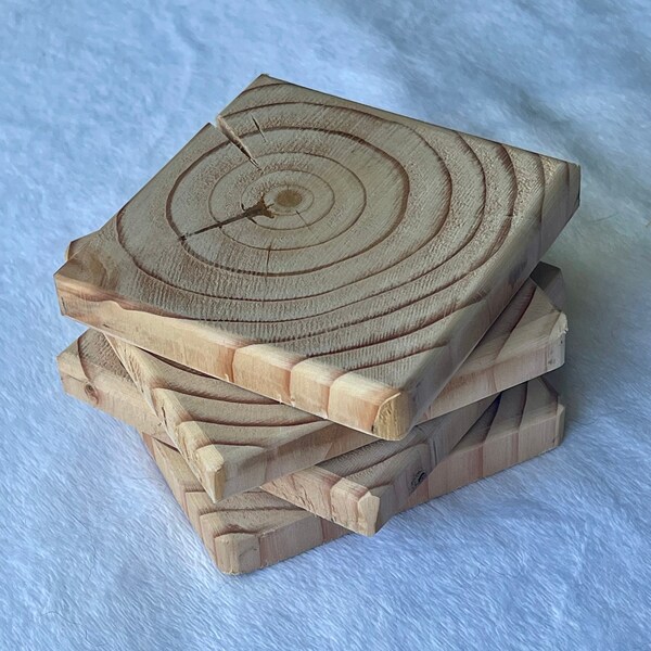 Handmade Square Wooden Coasters Set of 4