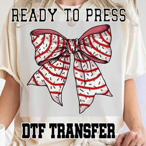 Bow Coquette Cake Ready to press dtf transfer, Christmas Bow Cake Dtf