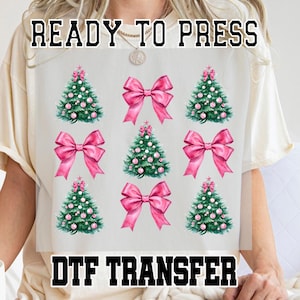 Christmas Tree Coquette Dtf Transfer, Christmas Tree Bow Coquette Ready to Press Dtf Transfer, Christmas Tree Dtf Transfer