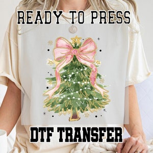 Christmas Tree Coquette Dtf Transfer, Christmas Tree Bow Coquette Ready to Press Dtf Transfer, Christmas Tree Dtf Transfer