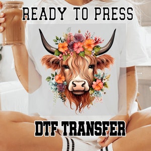 Howdy Fall Floral Cow Dtf Transfer, Fall Pumpkins Howdy Fall Ready to Press Dtf Transfer