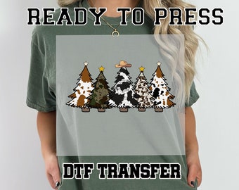 Western Christmas Dtf Transfer, Country Christmas Tree Ready to Press Dtf Transfer