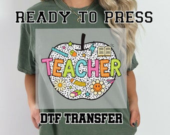 Teacher Dalmatian Apple Ready to Press Dtf Trasnfer, Dalmatian Teacher Dtf Transfer,  Teacher Apple Dtf Ready to Press Transfer