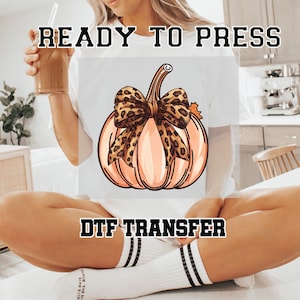 Pumpkin Leopard Bow Coquette Dtf Transfer, Fall Halloween Bows Coquette Pumpkins DTF Transfer Ready To Press