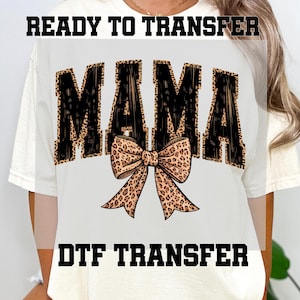 Mama Coquette Bow Dtf Transfer, Leopard Mama Bow Ready to Press Dtf Transfer, Mama Dtf Transfer