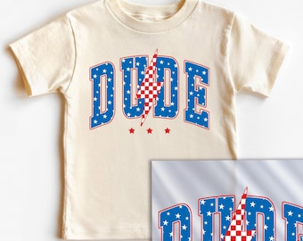 Dude Dtf Transfer, 4th of July Patriotic Kids Dude Ready to Press Dtf Transfers