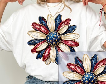 4th of July Daisy Dtf Transfer, Daisy USA Ready to Press, 250 Anniversary Celebrate