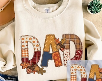 Dad Fall Dtf Transfer, Patchwork Effect Dad Dtf Transfers, Autumun Ready to Press Iron on