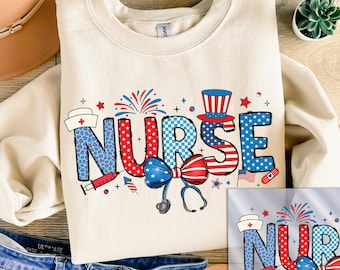 Patriotic Nurse DTF Transfer, Nurse Dtf Transfers, 4th of July Ready to Press Digital Print