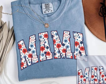 Transferencias DTF Floral Mama, Transferencia DTF Patriotic Mama, Impresión DTF lista para imprimir del 4 de julio