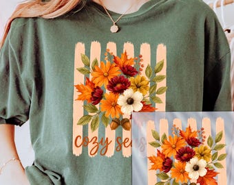 Cozy Season Dtf Transfer, Fall Flowers Ready to Press Dtf Transfers